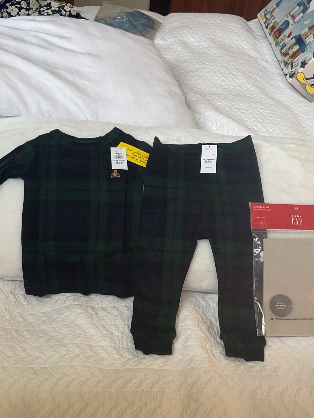 GAP Green and Navy Plaid Kids Pajama Set
